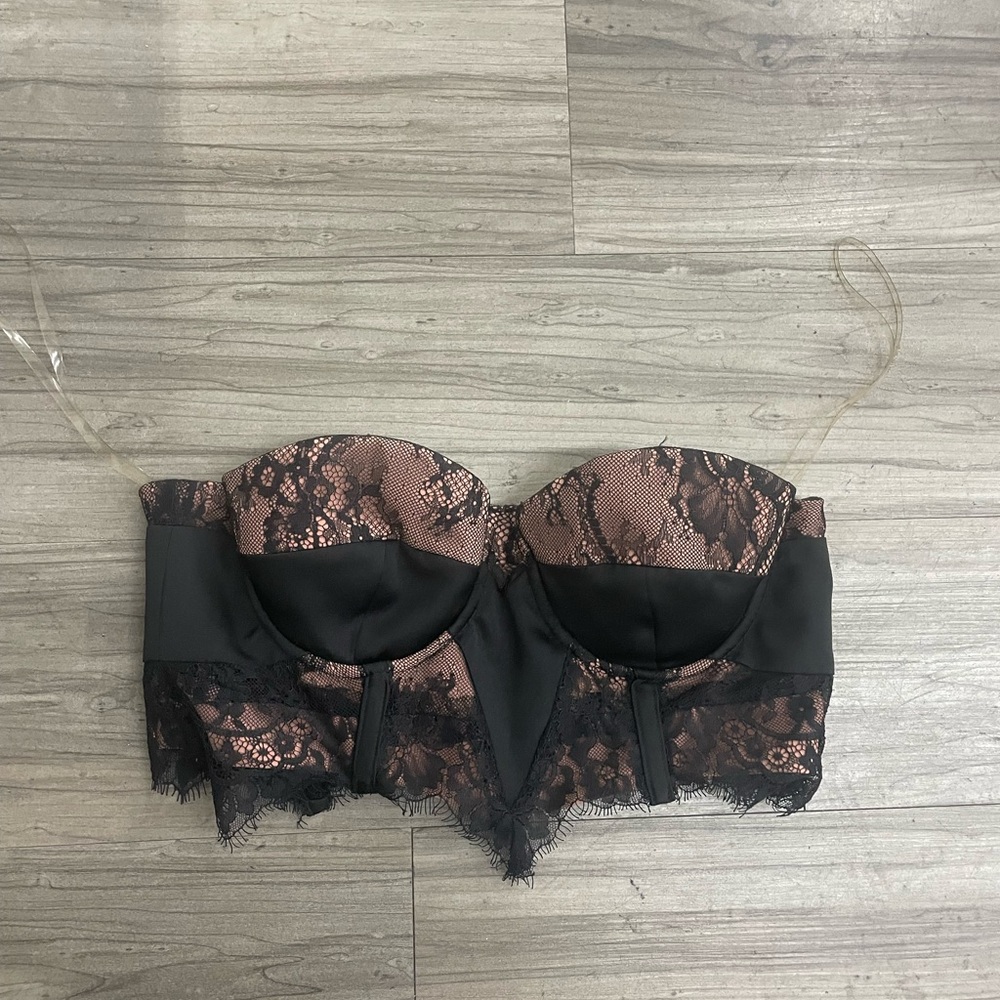 House of CB Black and Brown Lace Crop Top